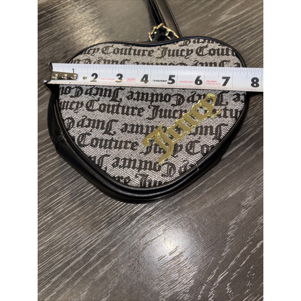 Vintage Y2K Juicy Couture Heart Shaped Crossbody Bag Black &white - Picture 4 of 11